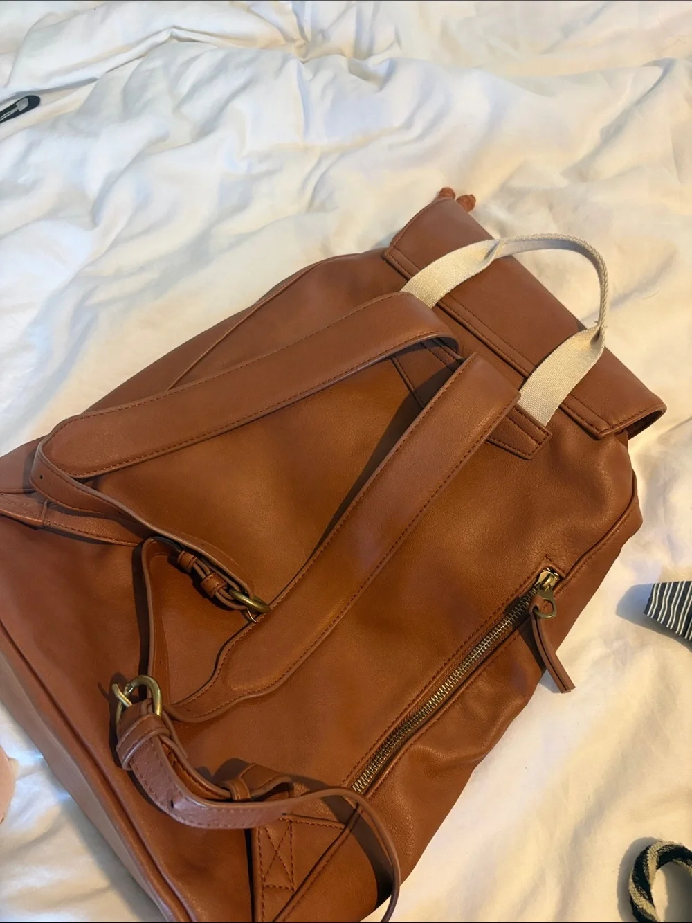 Women’s Brown Faux-Leather Casual Backpack